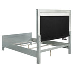Coaster Home Furnishings Gunnison Modern Classic 4-Piece Bedroom Set Leatherette Upholstered Queen Size LED Panel Bed Frame 63-inch Headboard Silver Metallic 223211Q-S4