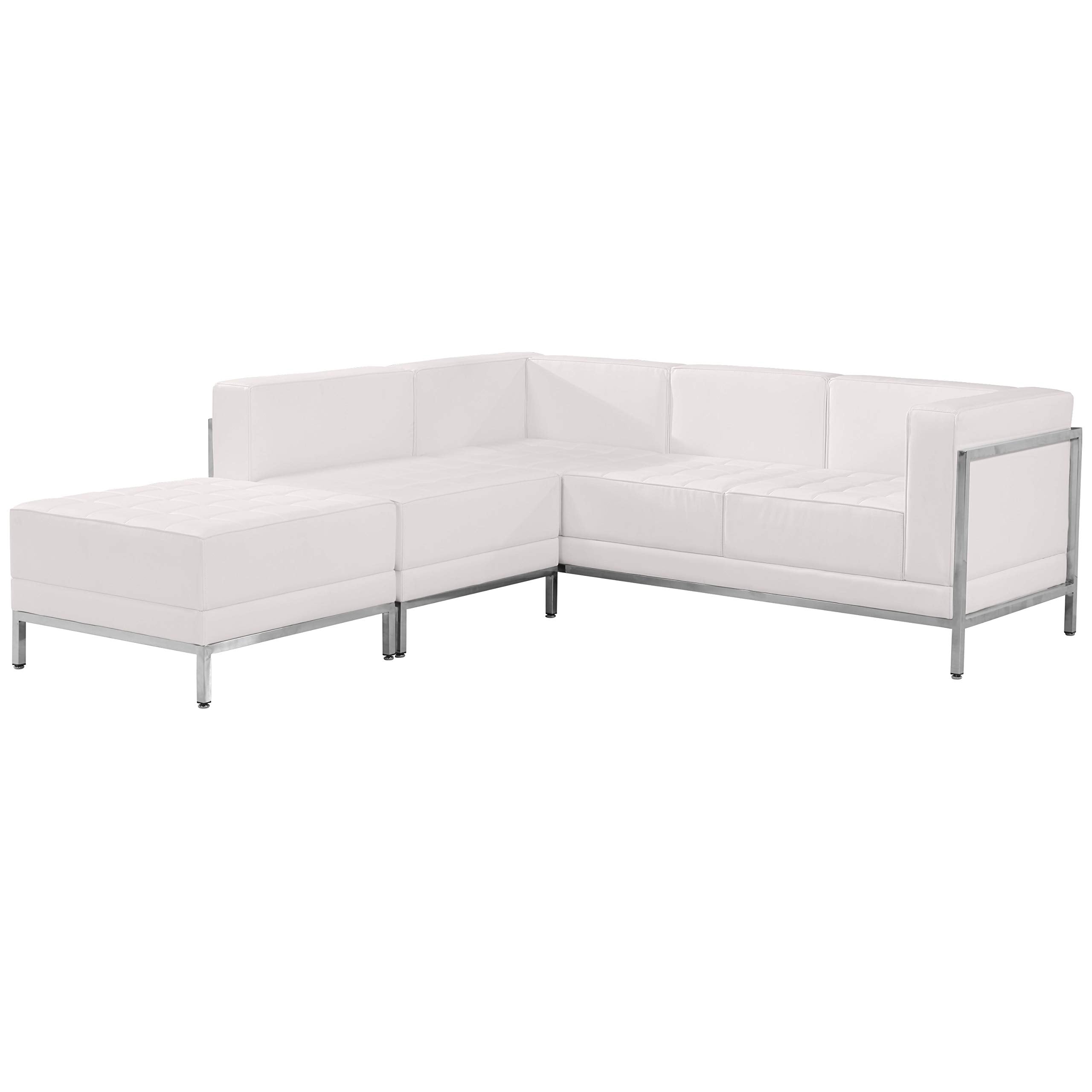 Flash Furniture Hercules Imagination Series White Leathersoft Sectional Configuration, 3 Pieces