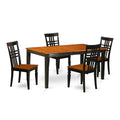 East West Furniture NILG5-BCH-W 5 Piece Dinette Set for 4 Includes a Rectangle Table with Butterfly Leaf and 4 Dining Room Chairs, 36x66 Inch, Black & Cherry