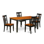 East West Furniture NILG5-BCH-W 5 Piece Dinette Set for 4 Includes a Rectangle Table with Butterfly Leaf and 4 Dining Room Chairs, 36x66 Inch, Black & Cherry