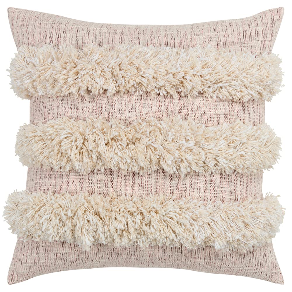 Rizzy Home Donny Osmond Stripe 20&quot; X 20&quot; Poly Pillow With Cotton Cover-Cream And Blush