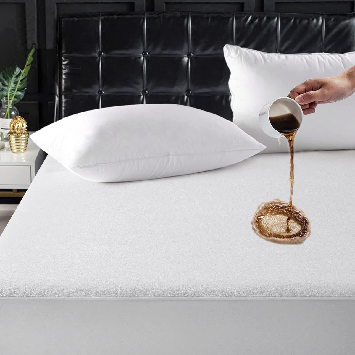 Tastelife Waterproof Full Size Mattress Protector, Soft Breathable Full Mattress Pad Cover, Noiseless Waterproof Bed Cover - Str
