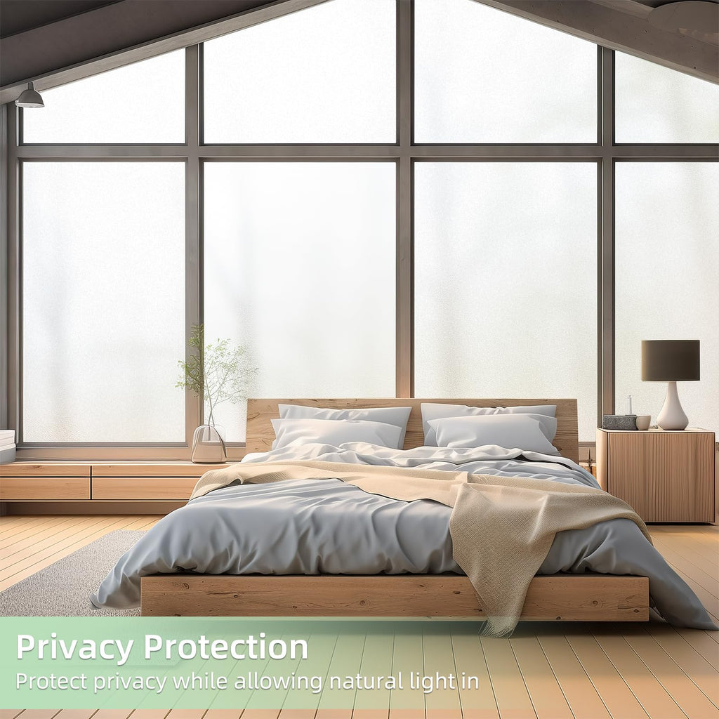 Duofire Privacy Window Film Natural Frosted Glass Film Static Cling Glass Film No Glue Anti-Uv Window Sticker Non Adhesive For P