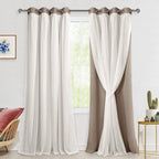 Hiasan Blackout Curtains with Sheer Overlay, Mix & Match Double Layer Thermal Insulated Privacy Grommet Window Curtains for Bedr