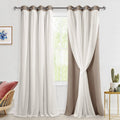 Hiasan Blackout Curtains With White Sheer Overlay, Mix & Match Double Layer Thermal Insulated Grommet Window Curtains For Bedroo