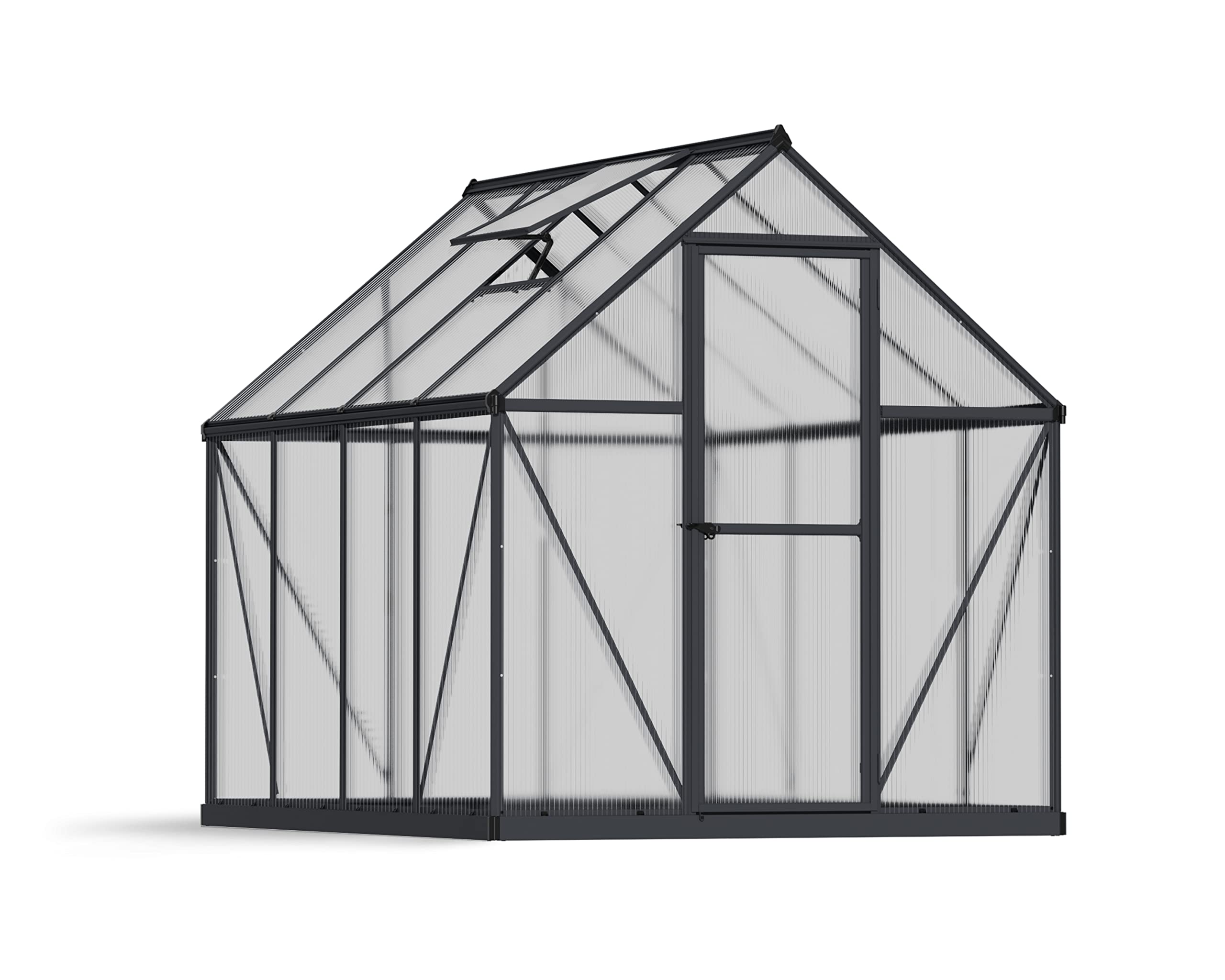 Palram Canopia Greenhouse Kit 6' X 8' Hobby Walk-In Polycarbonate Twin-Wall Heavy Duty Aluminum Frame Lockable Door And Vent Myt