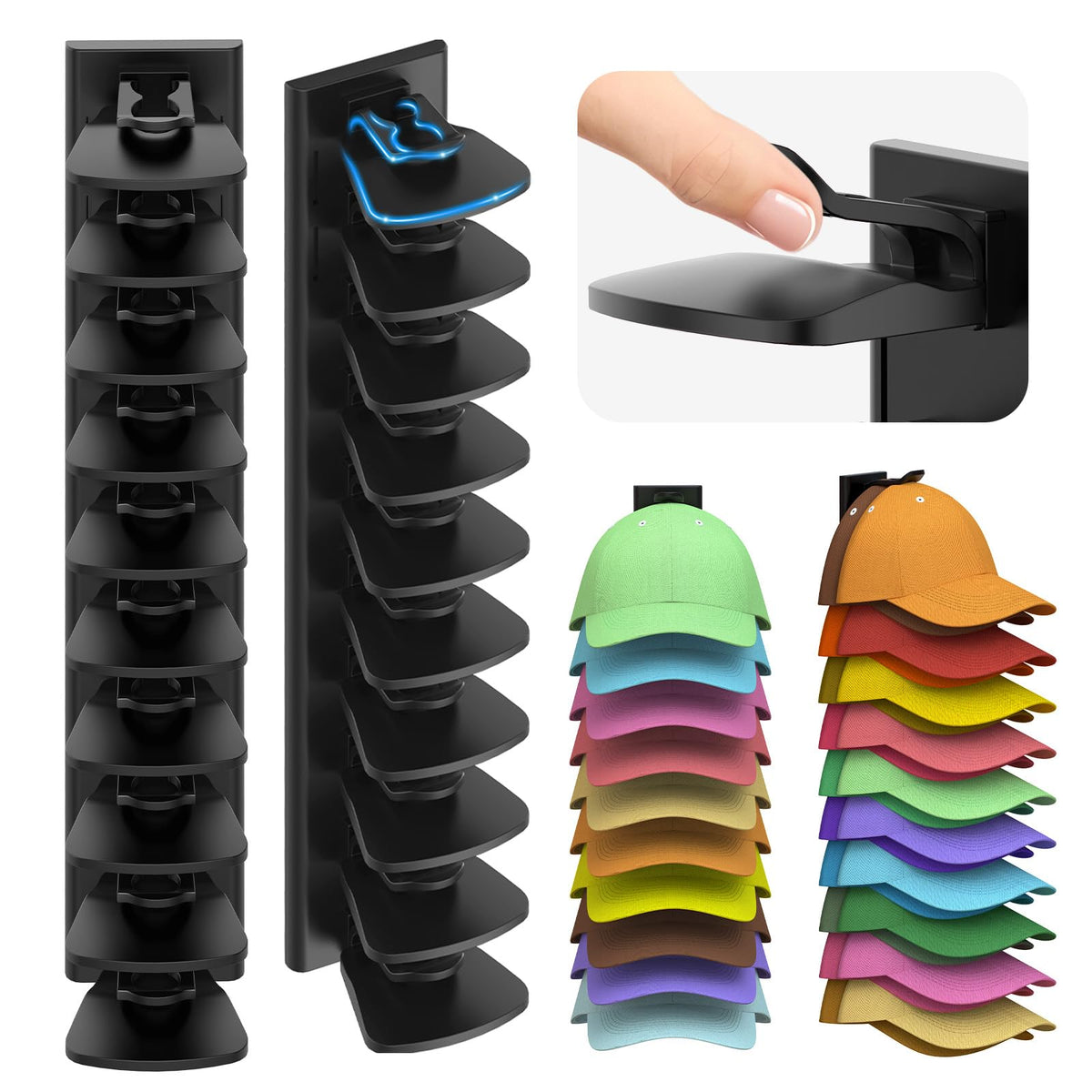 Volnamal Hat Organizer for Baseball Caps, 2 Pack Hold Up to 40 Hats