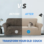 Znsayotx 1 Piece Jacquard Couch Covers For 3 Cushion Couch Living Room High Stretch Sofa Cover Pets Dogs Friendly Anti Slip Thickened Slipcovers Furniture Protector (Sofa, Khaki)