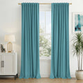 INOVADAY 100% Blackout Curtains 96 Inches Length 2 Panels Set, Back Tab/Rod Pocket Linen Black Out Curtains for Bedroom, Thermal