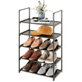 Yegazte 5-Tier Stackable Shoe Rack, Narrow Shoe Stand for 10-12 Pairs Shoe and Boots Organizer Storage Shelf Space Saving for Cl