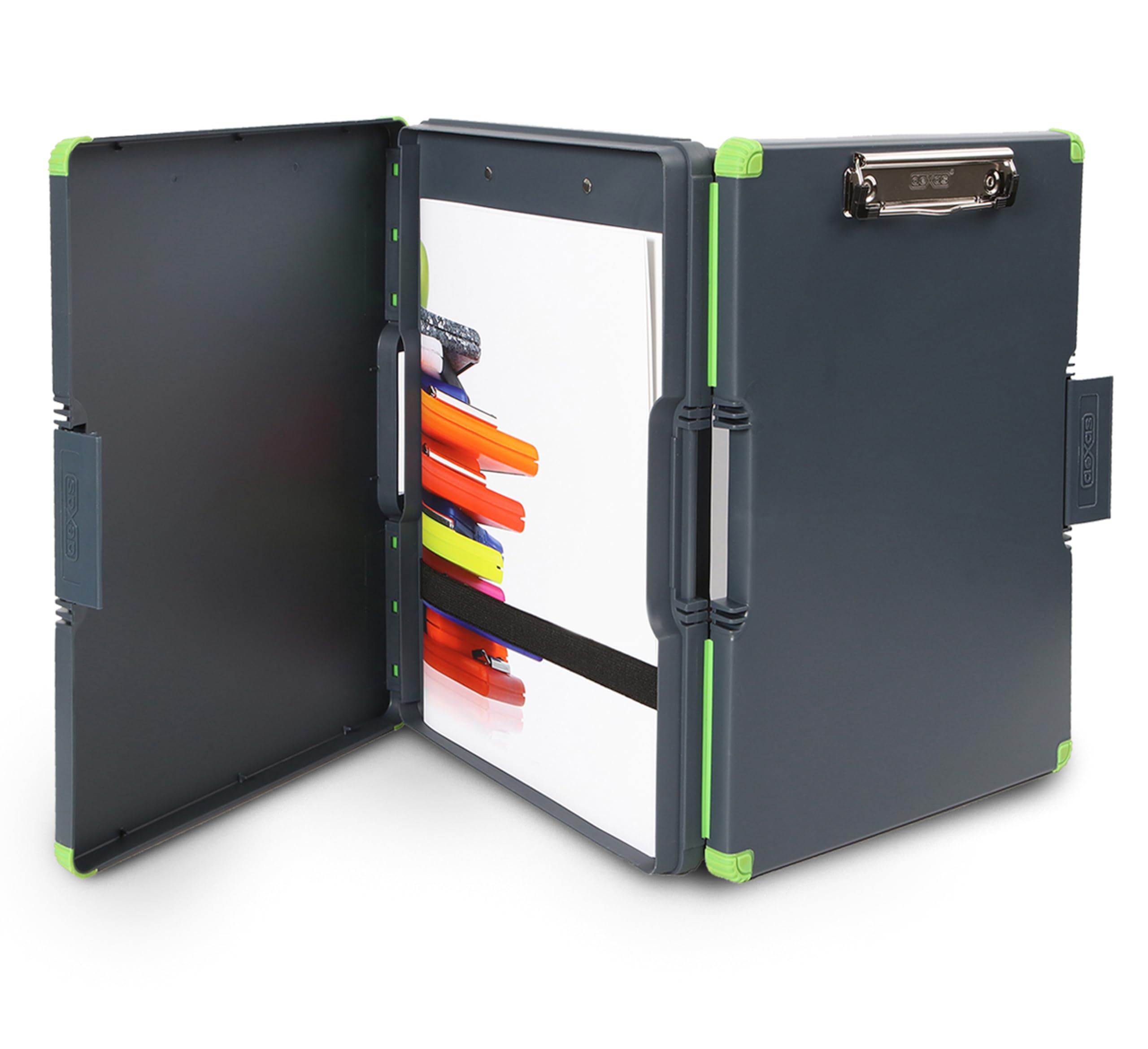 Dexas Duo Clipcase, Double Sided Clipboard Design, Portable Clipboards 13   X10    Gray/Green, Combine Style And Functionality O