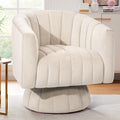 Kromax Swivel Accent Chair with Armrest, Mid Century 360 Degree Swivel Barrel Chair Overstuffed Tufted Velvet, Ideal for Living 