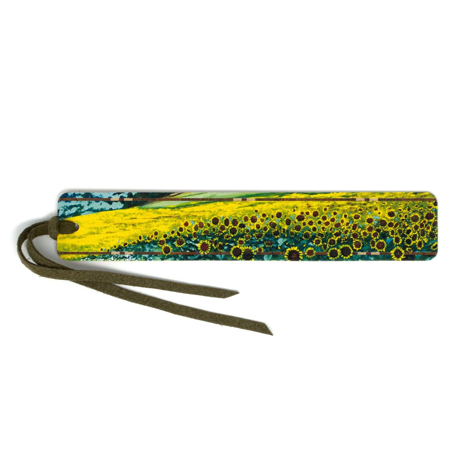 Sunflowers Art By Mary Beth Ihnken On Handmade Wooden Bookmark - Also Available With Personalization - Made In Usa