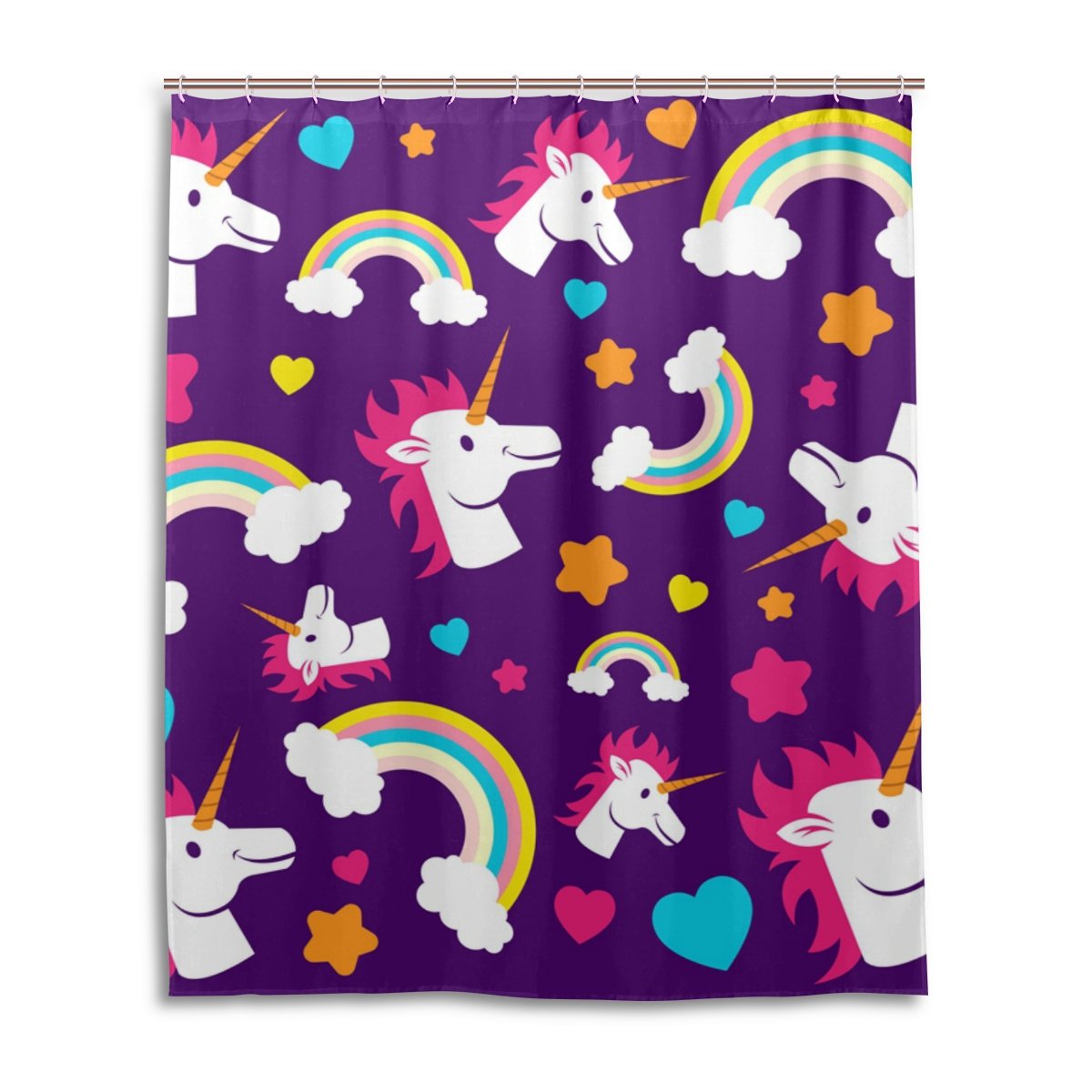 My Little Nest Waterproof Shower Curtain For Bathroom Unicorns Rainbows Polyester Fabric Bath Stall Curtain With Free Hooks 60X72''