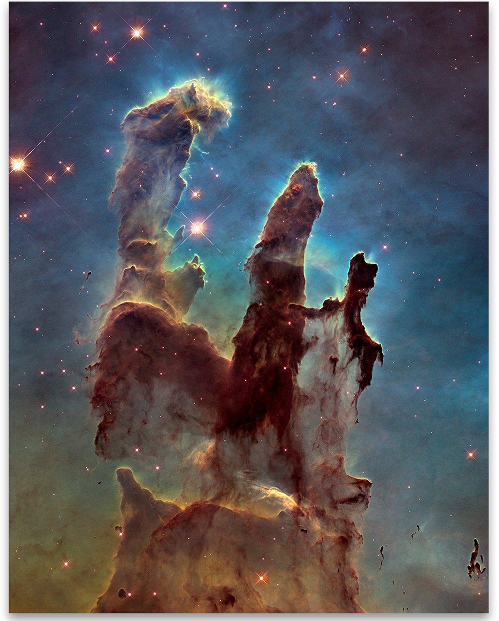 Astronomy Poster - Pillars Of Creation - Photo from Hubble Space Telescope - 11x14 Unframed Art Print - Vintage Posters Dark Aca
