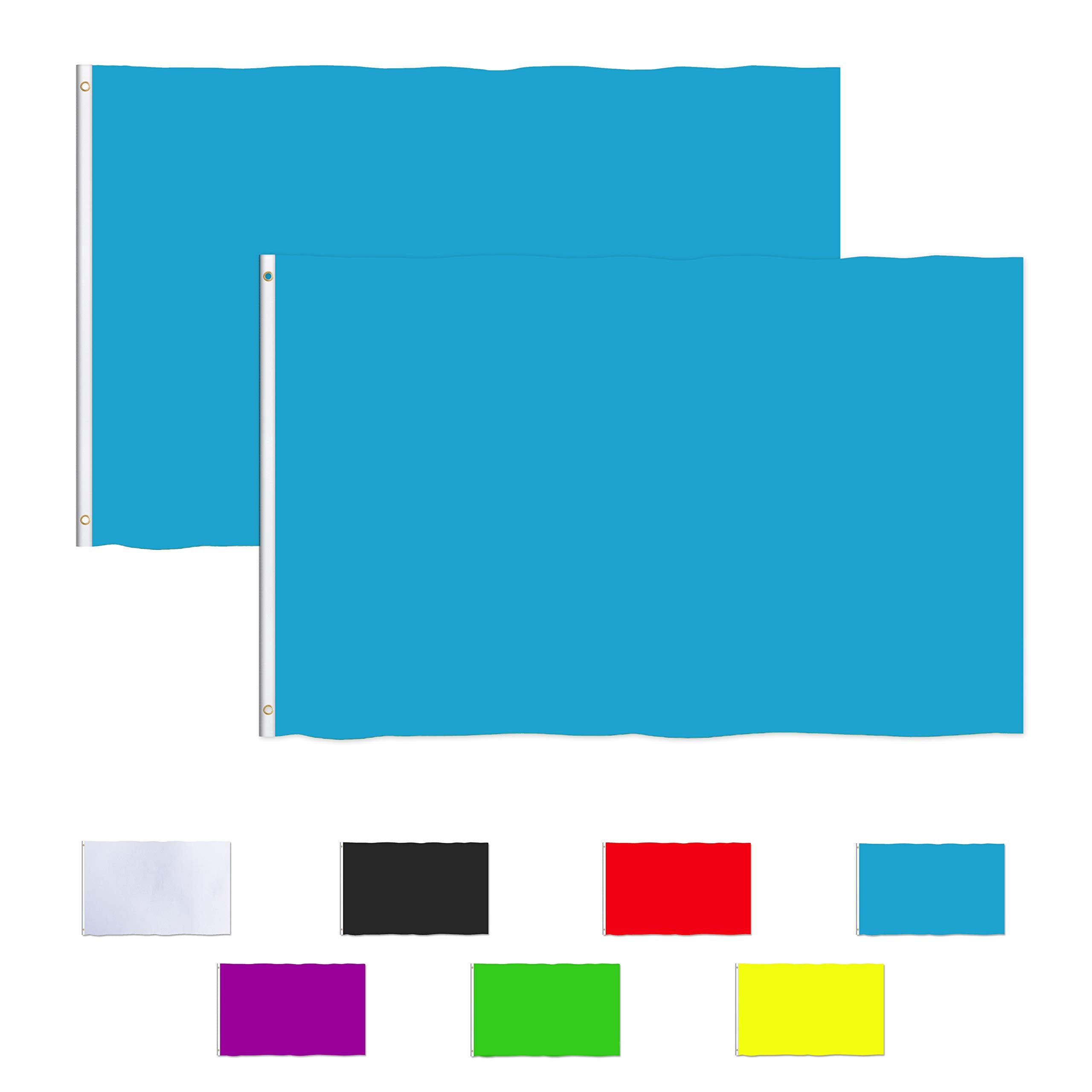 Consummate Solid Blue Flag 3X5 Foot Plain Navy Blue Flags Banner Polyester With Brass Grommets,2 Pack