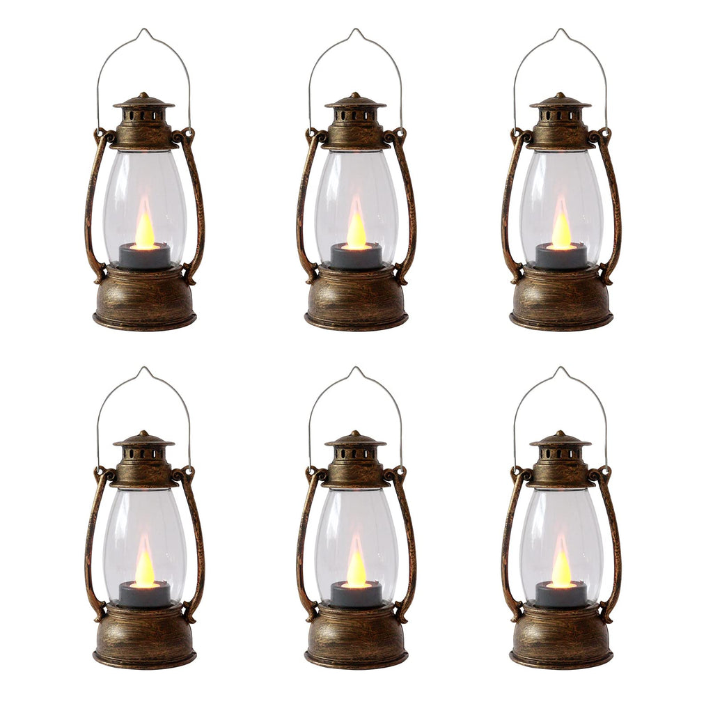 Reperla Mini Lanterns 6-Pcs LED Small Lanterns Decorative Indoor Outdoor Hanging Lantern Decorative Candle Lanterns Farmhouse De