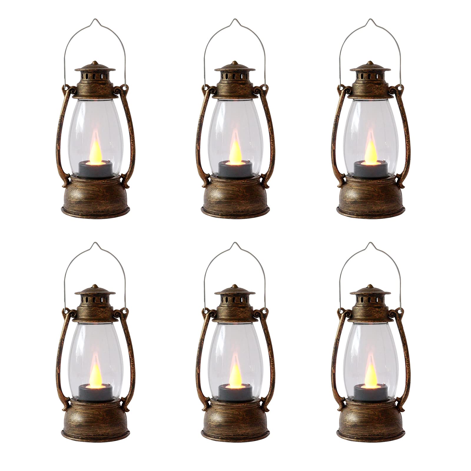 Reperla Mini Lanterns 6-Pcs LED Small Lanterns Decorative Indoor Outdoor Hanging Lantern Decorative Candle Lanterns Farmhouse De