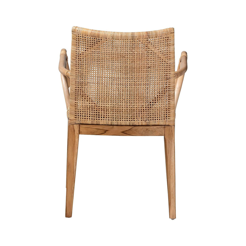 Baxton Studio Storsel Bohemian Rattan Dining Chair, Natural Brown/Cream (232-2P-13251-HT)