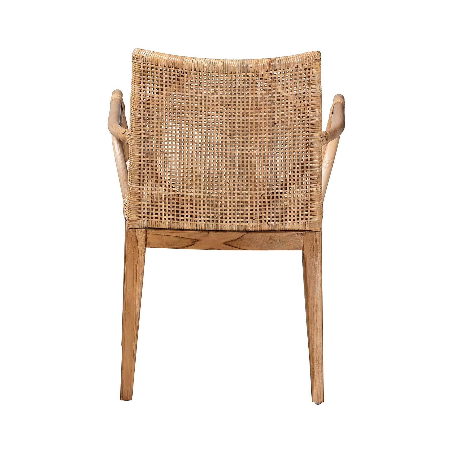 Baxton Studio Storsel Bohemian Rattan Dining Chair, Natural Brown/Cream (232-2P-13251-HT)