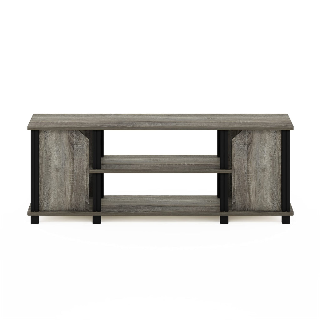 Furinno Brahms TV Stand Entertainment Center with Shelves and Storage for TV Size up to 45 Inch, French Oak/Black