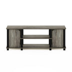 Furinno Brahms TV Stand Entertainment Center with Shelves and Storage for TV Size up to 45 Inch, French Oak/Black