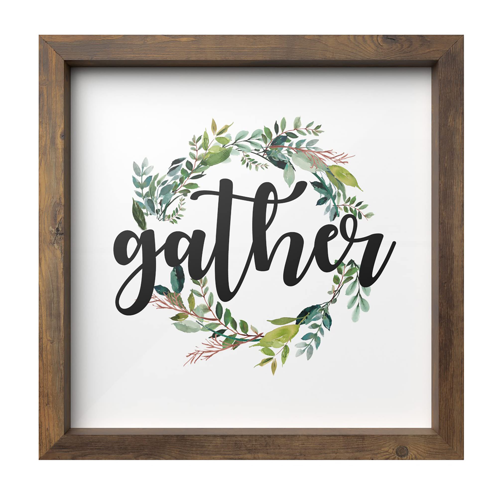 Barnyard Designs Gather Sign Rustic Primitive Country Farmhouse Home Decor Wall Sign 13 x 13   