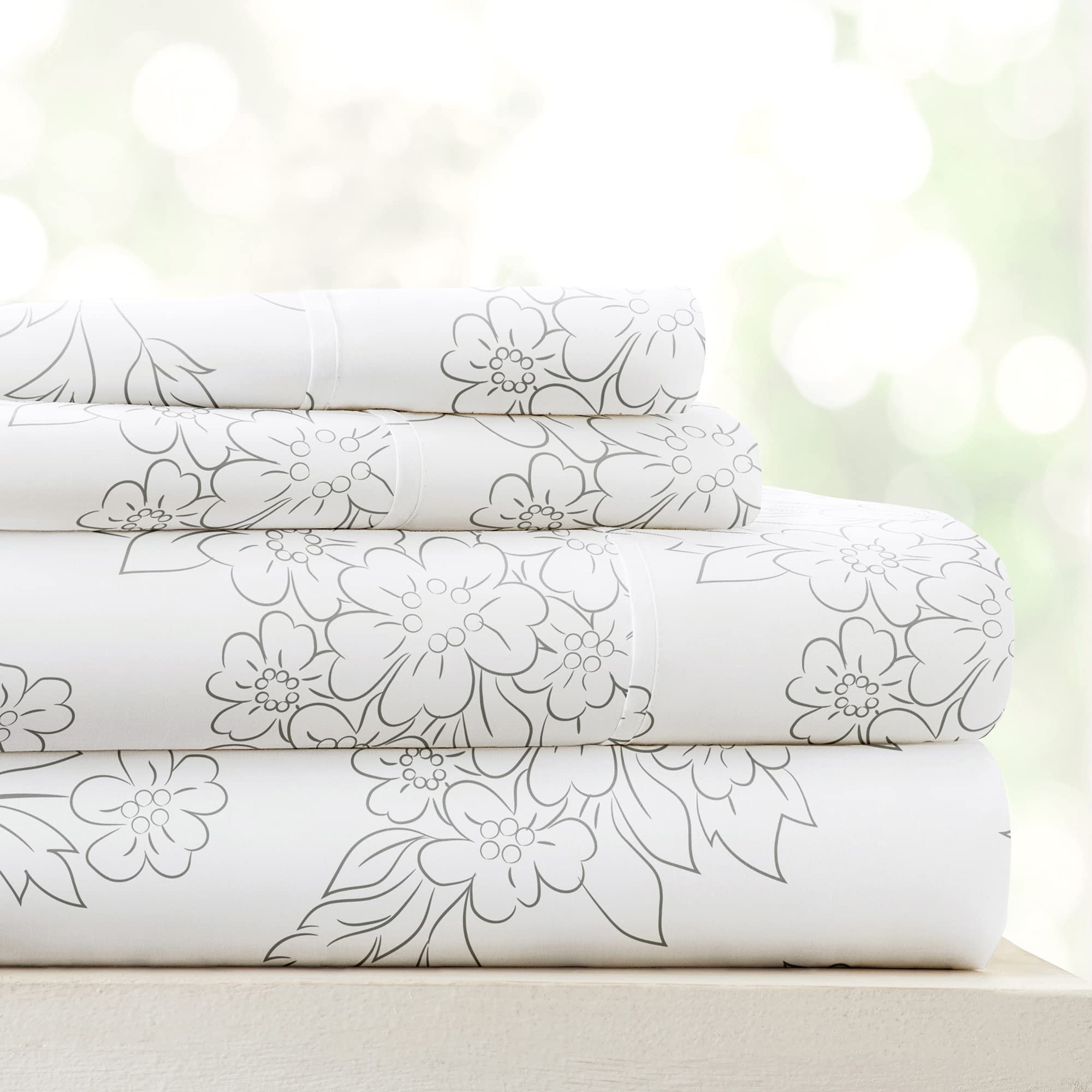 Linen Market 4 Piece King Bedding Sheet Set (Vines Gray) - Sleep Better Than Ever With These Ultra-Soft & Cooling Bed Sheets For