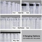 Koufall Extra Long 108 Inch Curtains For Living Room 2 Panels Window Drapes Boho Pom Pom Pattern Design Back Tab Semi Sheer Light Filtering Curtain For Bedroom,White,52X108 In Length