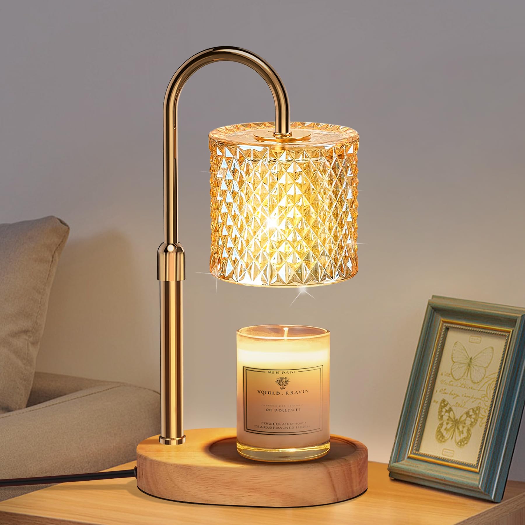 Candle Warmer Lamp with Timer Dimmer Adjustable Height, Candle Warmer with 2 Bulbs Gift for Women Mom Christmas Mothers Day