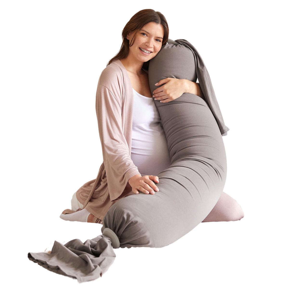 Bbhugme Adjustable Pregnancy Pillow - Full Body Support For Side Sleeping - Adjustable Firmness And Shape - Supports Back, Legs,