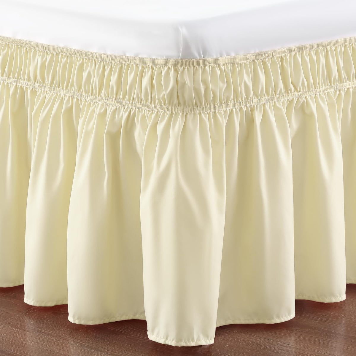 Rimela Full Bed Skirt 15 Inch Drop, Wrap Around Elastic Bedskirt Solid Microfiber Luxury Hotel Quality Fabric, Easy To Install M