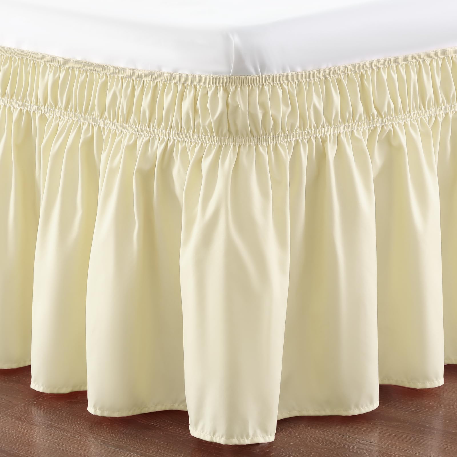 Rimela Full Bed Skirt 15 Inch Drop, Wrap Around Elastic Bedskirt Solid Microfiber Luxury Hotel Quality Fabric, Easy To Install M