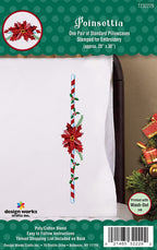 Design Works Crafts Poinsettia Stamped For Embroidery Pillowcases