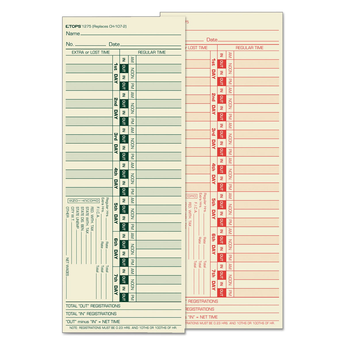Tops 1275 Time Clock Cards, Bi-Weekly, Two-Sides, 3-1/2-Inch X9-Inch ,500/Bx