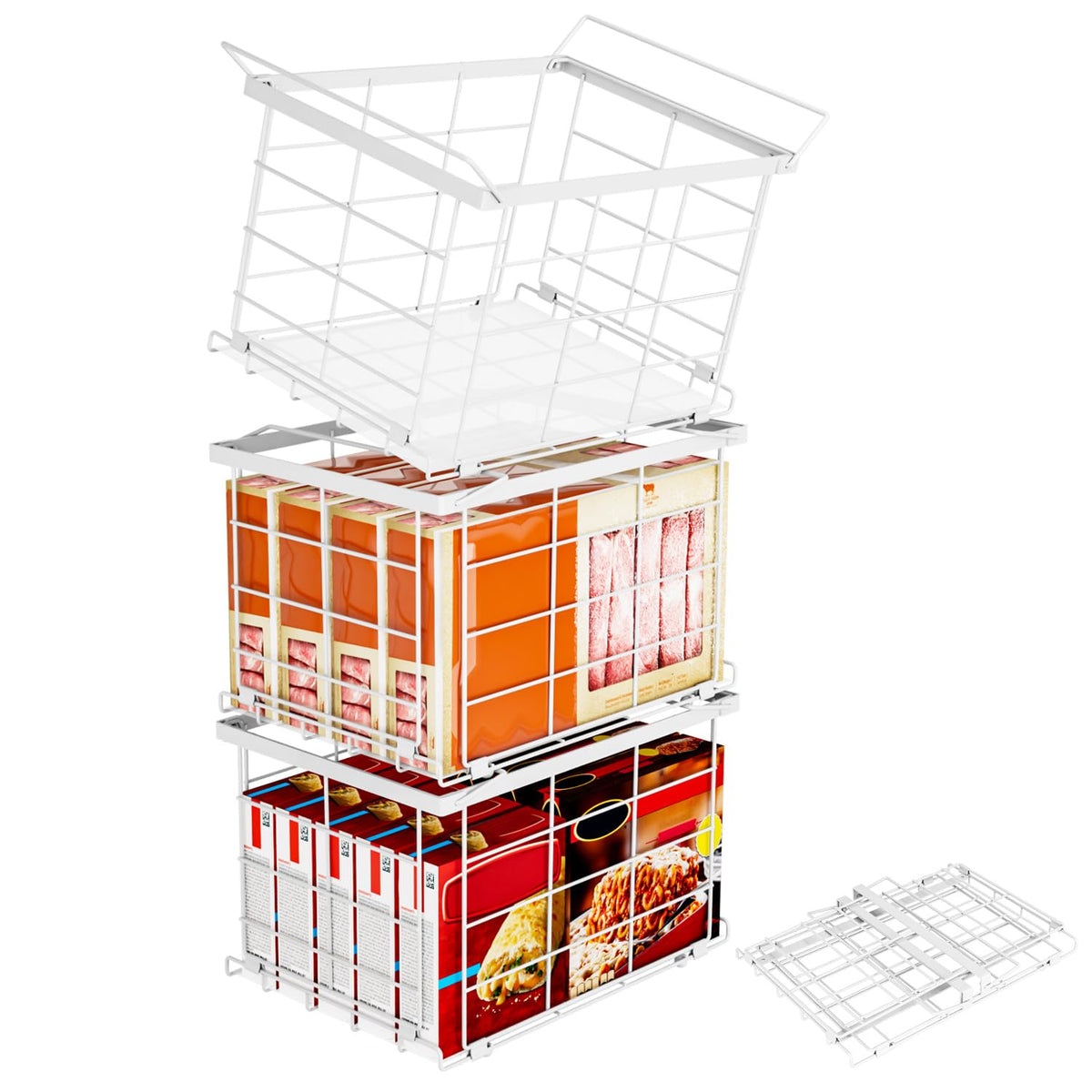 Freezer Organizer Bins for 3.5 Cu.Ft,Upgrade Quick Expand/Collapse,3PACK