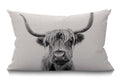 Smooffly Cow Decorative Pillow Cover Farmhouse Portrait Of A Highland Cow Cattle Ox Horn Hairy Grey White Cotton Linen Decoratio