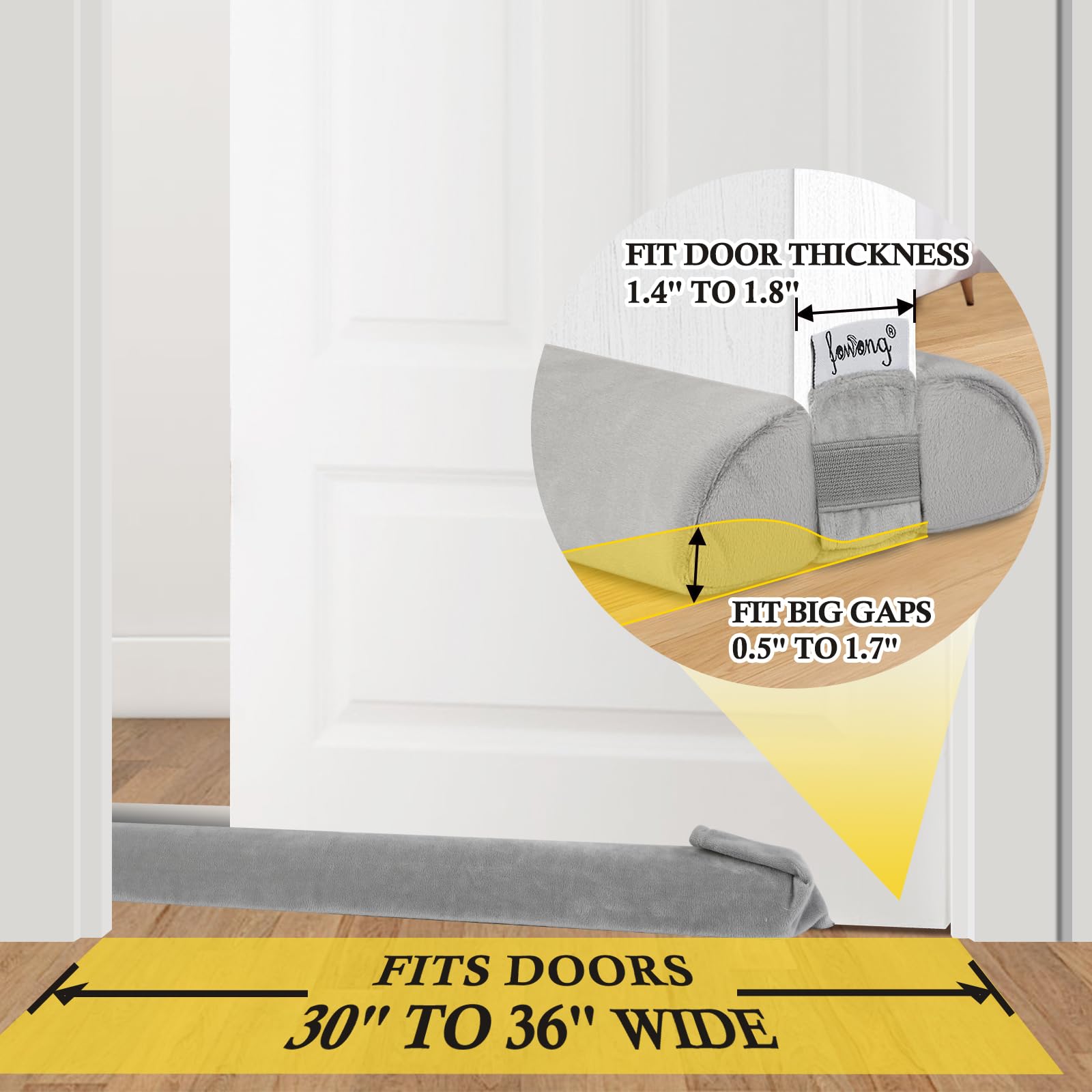Fowong Door Draft Stopper 30'' To 36'' Adjustable Under Door Noise Stopper For Bottom Of Door, Triangle Door Guard Soundproofing