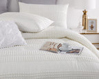 Cupocupa King Size Comforter Set;White Boho Tufted Lightweight Bedding Sets 3Pcs Soft Jacquard Pom Pom Comforter With 2 Pillow C