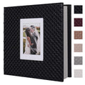 RECUTMS Scrapbook Photo Album 11x11 Black Button Grain Leather Cover DIY 4x6 5x7 8x10 Photos of Any Size