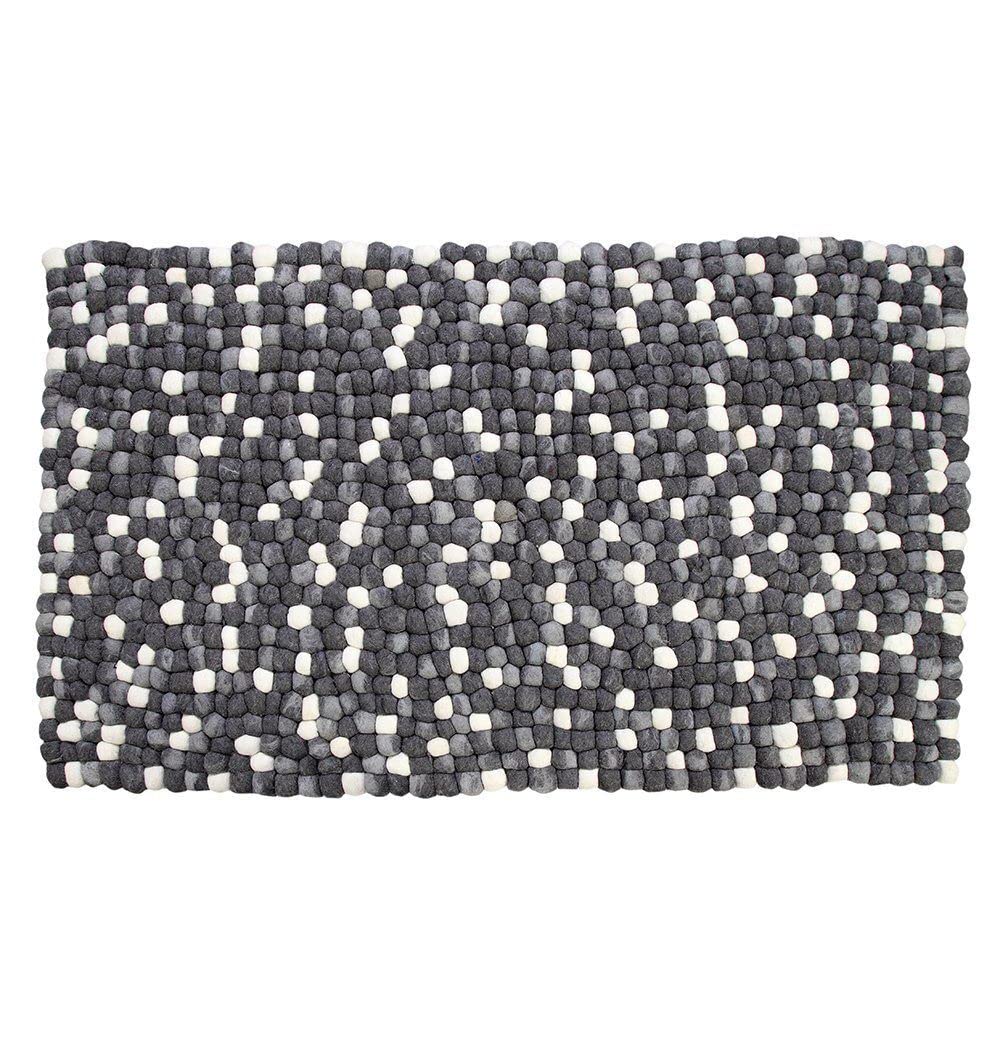 Amala Handmade Wool Felt Pebble Rug, Grey