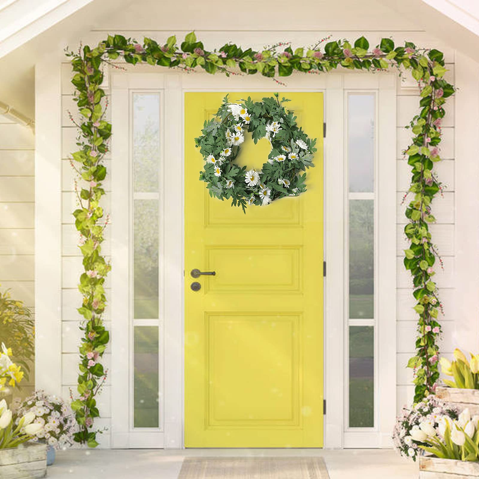 Somyting Artificial Daisy Garland Decorative Fake Flower Vine Hanging 5.6Ft Silk Flower Greenery For Home Garden Outdoor Ceremon