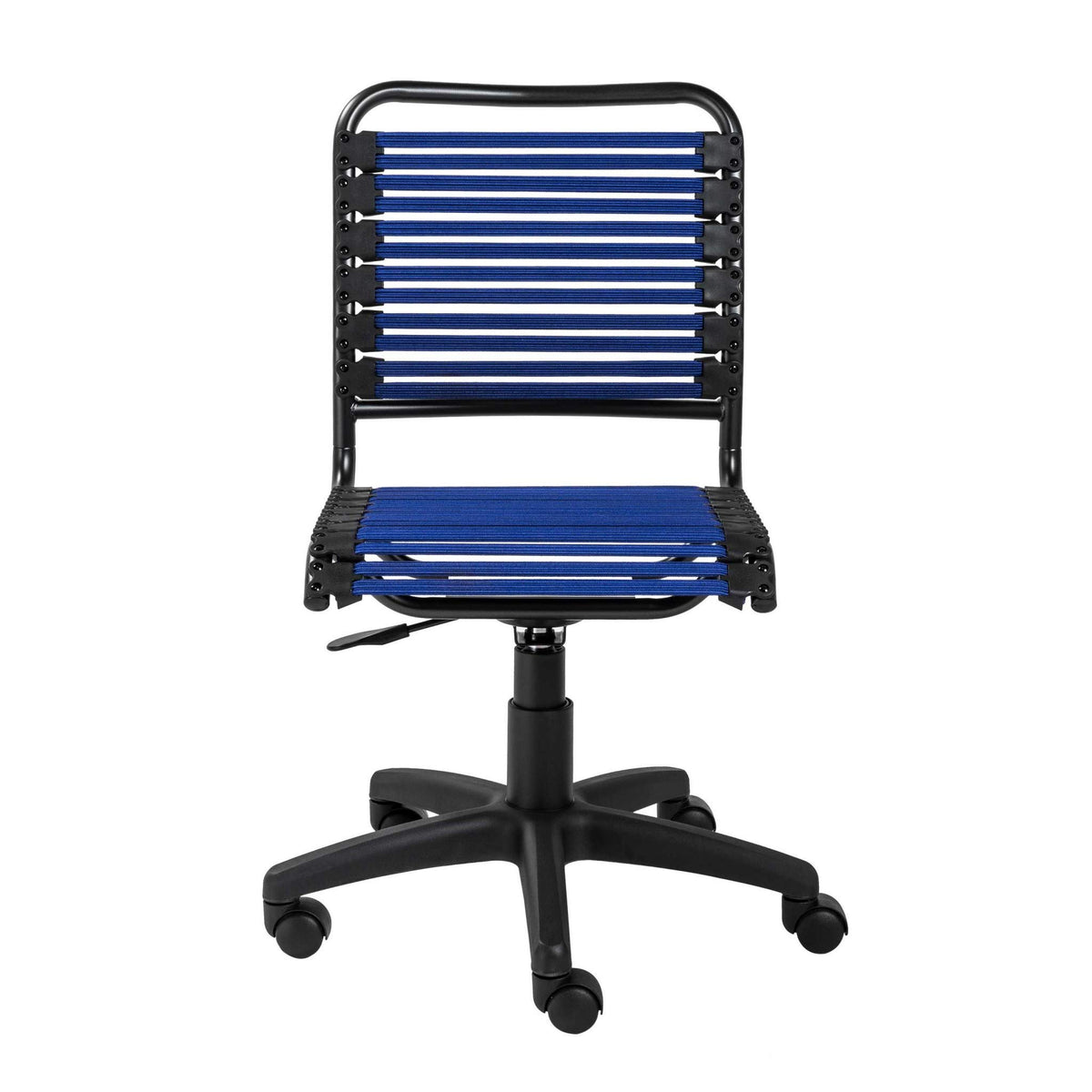 HomeRoots Metal Blue Flat Bungie Cord Low Back Rolling Office Chair