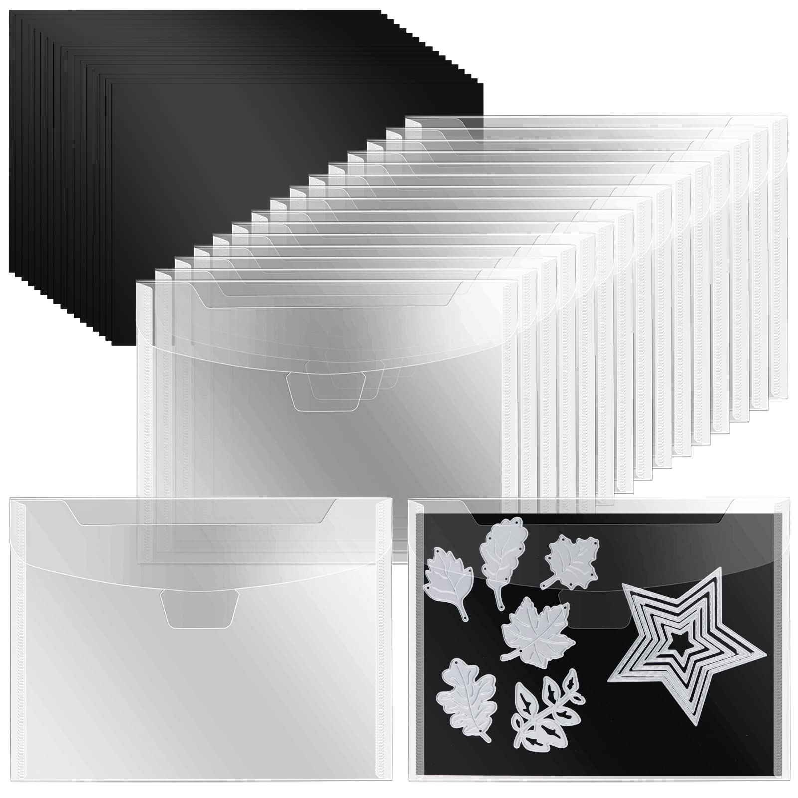 Vmiapxo 48 Pcs Stamp And Die Storage Pockets With Rubber Magnetic Sheets, Waterproof Reusable Sticker Organizer Receipt Holder P