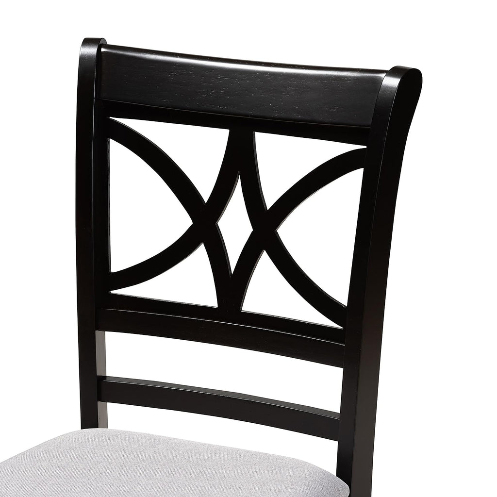 Baxton Studio Clarke Modern Fabric Dining Chair, Grey and Espresso Brown, 4/Set (166-10759-HiT)
