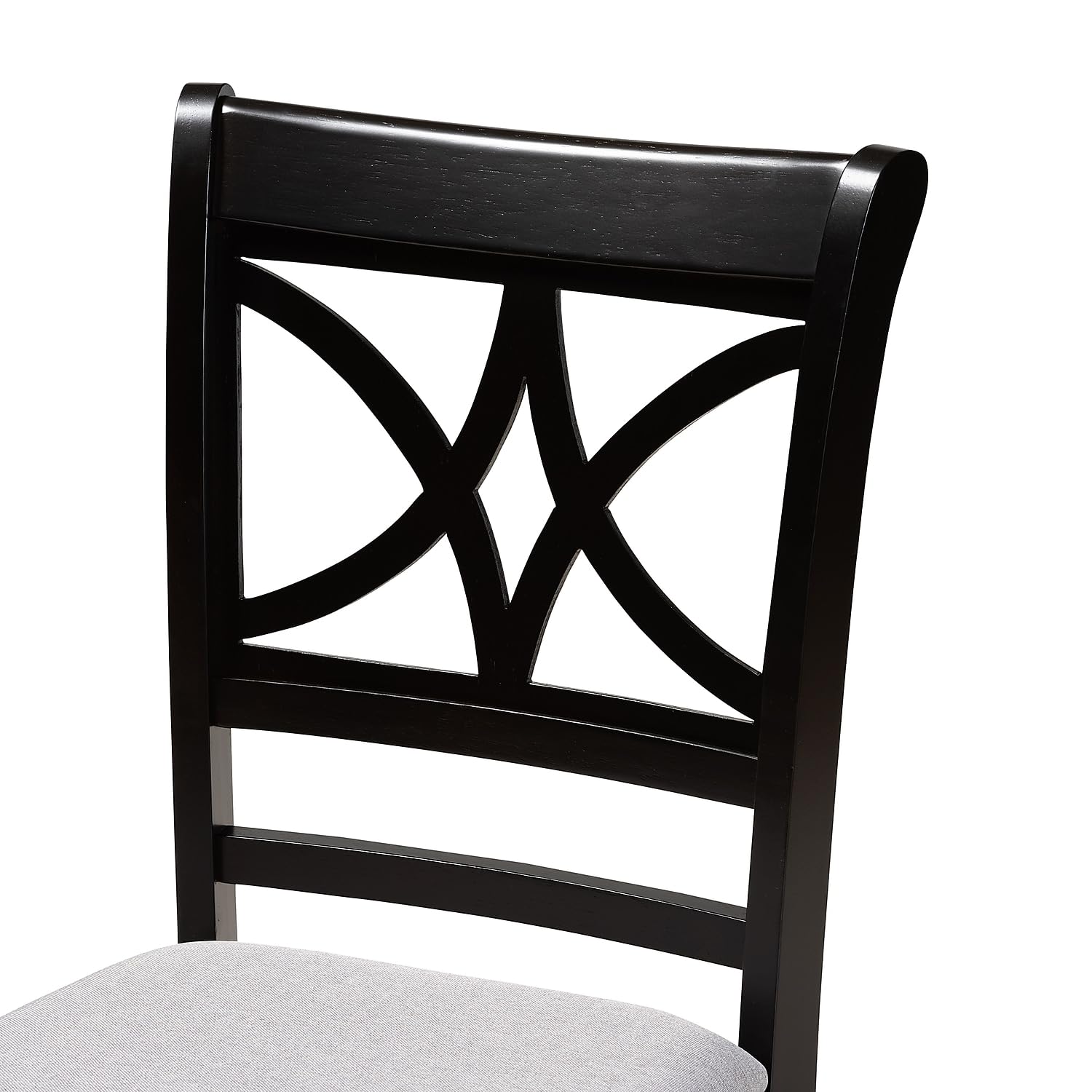 Baxton Studio Clarke Modern Fabric Dining Chair, Grey and Espresso Brown, 4/Set (166-10759-HiT)