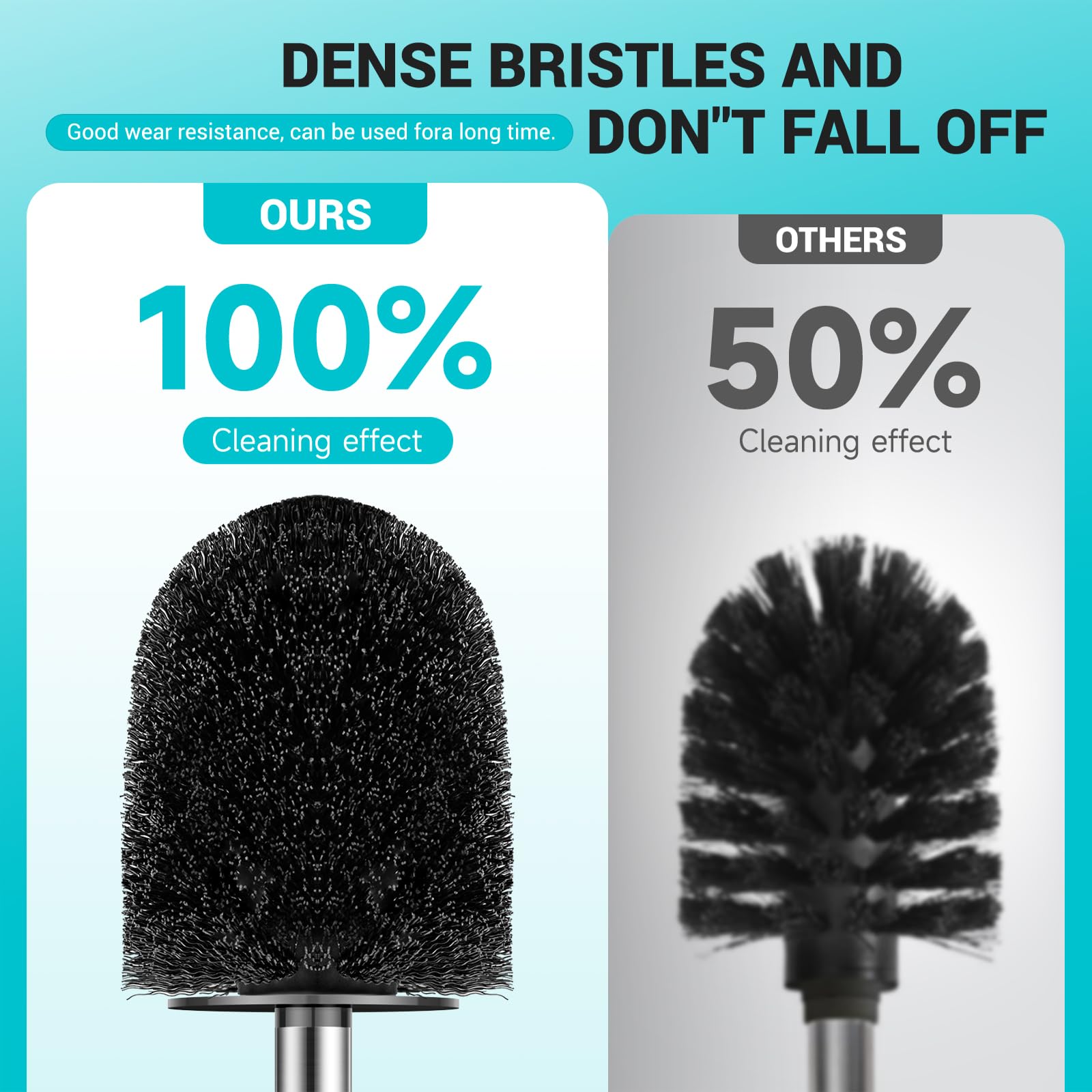 Toilet Brush, Compact Size Toilet Bowl Brush With Stainless Steel Handle, Small Size Plastic Holder Easy To Hide, Space Saving F