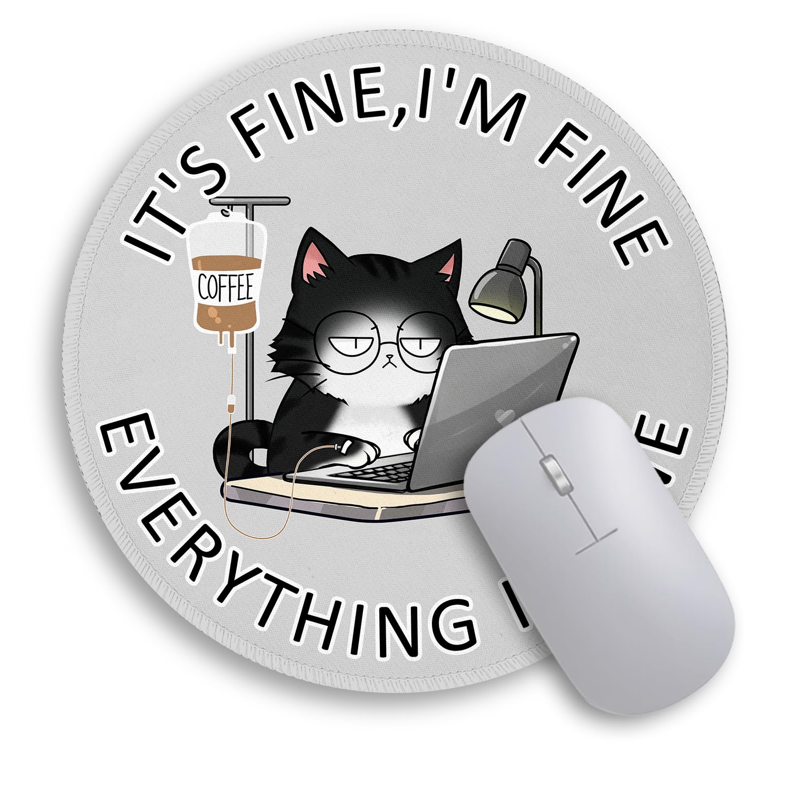 Immaturus Funny Cat Mouse Pad, Cute Small Mouse Pads For Desk, Round Travel Mousepad For Wireless Mouse Gaming Work Laptop, Mini