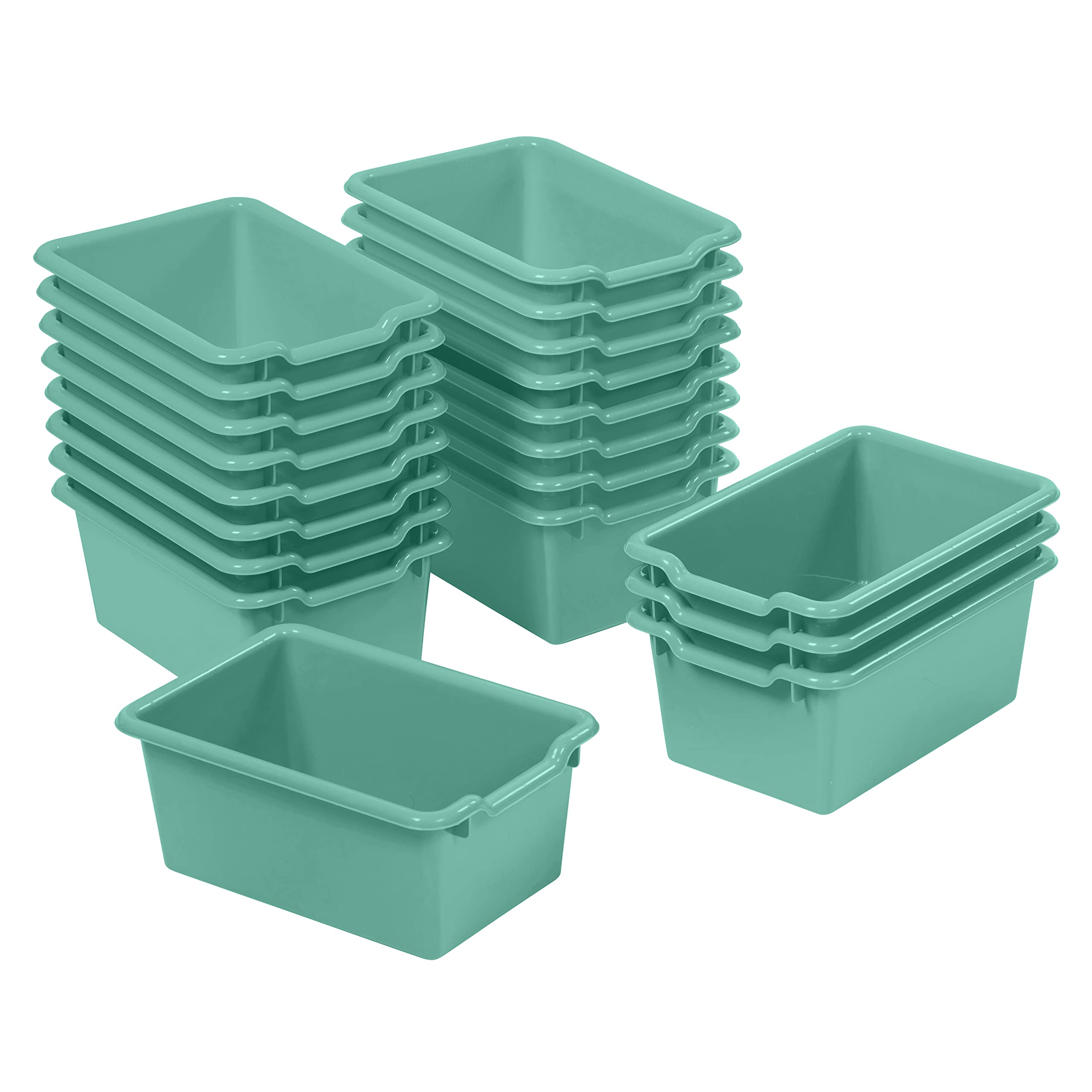 ECR4Kids Scoop Front Storage Bin, Multipurpose Organization, Emerald, 20-Piece