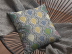 HomeRoots Gold and Green On Gray 16â€ Gray Gold Ogee Decorative Suede Throw Pillow